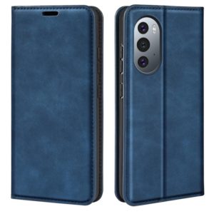 For Motorola Edge X30 Retro-skin Magnetic Suction Leather Phone Case(Dark Blue) (OEM)