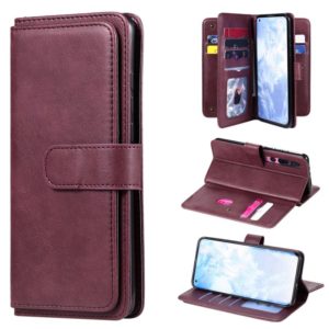 For Xiaomi Mi 10 / 10 Pro Multifunctional Magnetic Copper Buckle Horizontal Flip Solid Color Leather Case with 10 Card Slots & Wallet & Holder & Photo Frame(Wine Red) (OEM)