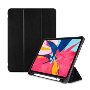 Three-folding Shockproof TPU Protective Case for iPad Pro 11 inch (2018) / (2020), with Holder & Pen Slot(Black) (OEM)