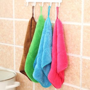 Bamboo Fiber Washing Dish Towel Kitchen Cleaning Cloth Double-Sided Scouring Cloth Water Absorption Non-Stick Oil,Can Hang,Random Color Delivery (OEM)
