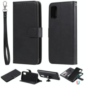 For Samsung Galaxy A41(EU Version) 2 in 1 Solid Color Detachable PU Leather Case with Card Slots & Magnetic Holder & Photo Frame & Wallet & Strap(Black) (OEM)