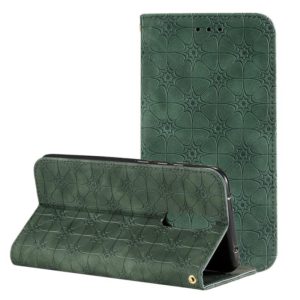 For Xiaomi Redmi 8A Lucky Flowers Embossing Pattern Magnetic Horizontal Flip Leather Case with Holder & Card Slots(Dark Green) (OEM)