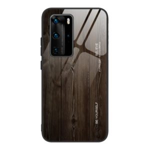 For Huawei P40 Pro Wood Grain Glass Protective Case(M01) (OEM)
