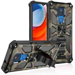 For Motorola Moto G Play (2021) Camouflage Armor Shockproof TPU + PC Magnetic Protective Case with Holder(Army Green) (OEM)