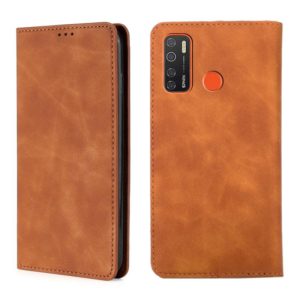 For Tecno Camon 15 CD7 / Camon 15 Air / Spark 5 / Spark 5 Pro KD7 K Skin Feel Magnetic Horizontal Flip Leather Case with Holder & Card Slots(Light Brown) (OEM)