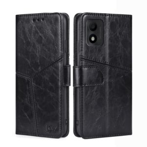 For TCL 303 Geometric Stitching Horizontal Flip Leather Phone Case(Black) (OEM)