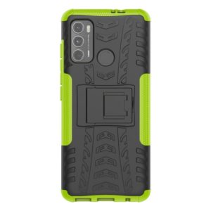 For Motorola Moto G60 Tire Texture Shockproof TPU+PC Protective Case with Holder(Green) (OEM)