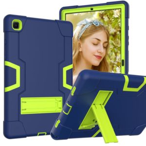For Samsung Galaxy Tab A7 10.4 (2020) T500 Contrast Color Robot Shockproof Silicon + PC Protective Case with Holder(Navy Blue + Yellow-green) (OEM)