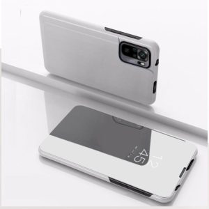 For Redmi Note 10 4G / Redmi Note 10S Plated Mirror Horizontal Flip Leather Case with Holder(Silver) (OEM)
