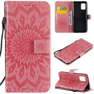 For Xiaomi Mi 10 Lite 5G Sun Embossing Pattern Horizontal Flip Leather Case with Card Slot & Holder & Wallet & Lanyard(Pink) (OEM)