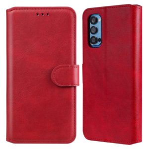 For OPPO Reno4 Pro 5G Classic Calf Texture PU + TPU Horizontal Flip Leather Case, with Holder & Card Slots & Wallet(Red) (OEM)