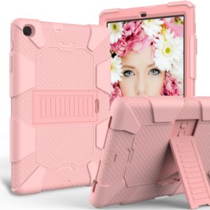Shockproof Two-Color Silicone Protection Case with Holder for Galaxy Tab A 10.1 (2019) / T510(Rose Gold) (OEM)