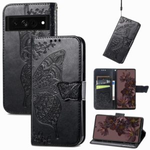 For Google Pixel 7 Pro 5G Butterfly Love Flower Embossed Leather Phone Case(Black) (OEM)