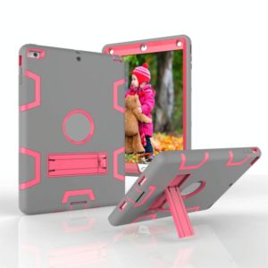 For iPad Air Shockproof PC + Silicone Protective Case，with Holder(Gray Rose) (OEM)
