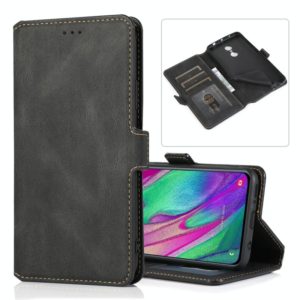 For Samsung Galaxy A40 Retro Magnetic Closing Clasp Horizontal Flip Leather Case with Holder & Card Slots & Photo Frame & Wallet(Black) (OEM)