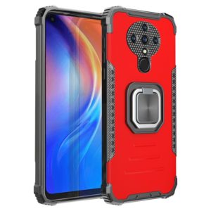 For Tecno Spark 6 Fierce Warrior Series Armor All-inclusive Shockproof Aluminum Alloy + TPU Protective Case with Ring Holder(Red) (OEM)