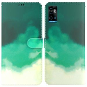 For ZTE Blade A72 / V40 Vita Watercolor Pattern Horizontal Flip Leather Phone Case(Cyan Green) (OEM)