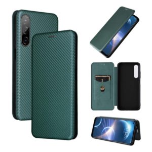 For HTC Desire 22 Pro Carbon Fiber Texture Flip Leather Phone Case(Green) (OEM)