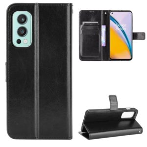 For OnePlus Nord 2 5G Crazy Horse Texture Horizontal Flip Leather Case with Holder & Card Slots & Lanyard(Black) (OEM)