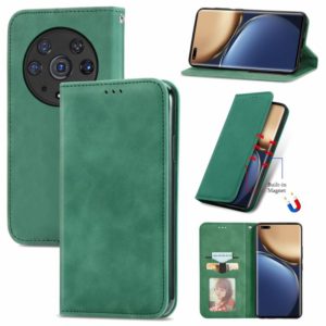 For Honor Magic3 Pro Retro Skin Feel Magnetic Horizontal Flip Leather Phone Case(Green) (OEM)