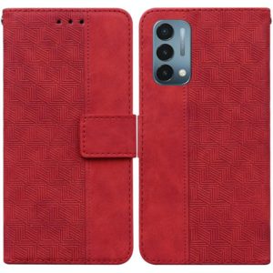 For OnePlus Nord N200 5G Geometric Embossed Leather Phone Case(Red) (OEM)