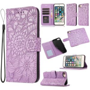 Skin Feel Embossed Sunflower Horizontal Flip Leather Case with Holder & Card Slots & Wallet & Lanyard For iPhone 6 / 6s(Purple) (OEM)