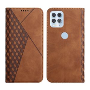 For Motorola Edge S Diamond Pattern Splicing Skin Feel Magnetic Horizontal Flip Leather Case with Card Slots & Holder & Wallet(Brown) (OEM)