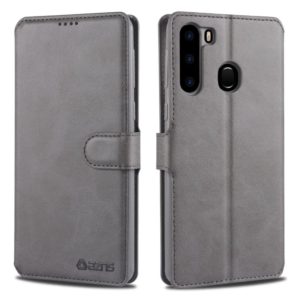 For Samsung Galaxy A21 AZNS Calf Texture Horizontal Flip Leather Case, with Holder & Card Slots & Wallet & Photo Frame(Grey) (AZNS) (OEM)