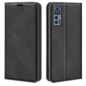 For TCL 30 5G / 30+ Retro-skin Magnetic Suction Leather Phone Case(Black) (OEM)