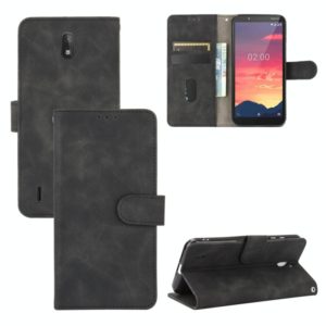 For Nokia C2 Solid Color Skin Feel Magnetic Buckle Horizontal Flip Calf Texture PU Leather Case with Holder & Card Slots & Wallet(Black) (OEM)