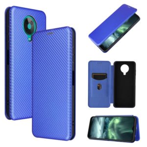 For Nokia 6.3 Carbon Fiber Texture Horizontal Flip TPU + PC + PU Leather Case with Card Slot(Blue) (OEM)