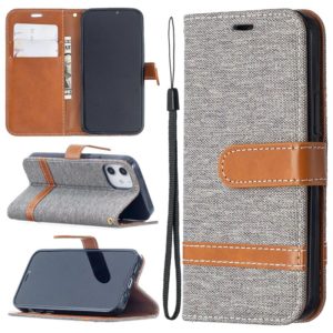 For iPhone 12 mini Color Matching Denim Texture Horizontal Flip Leather Case with Holder & Card Slots & Wallet & Lanyard(Grey) (OEM)