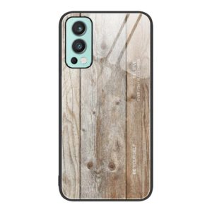 For OnePlus Nord 2 5G Wood Grain Glass Protective Case(Grey) (OEM)