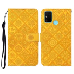 For Huawei Honor 9A Ethnic Style Embossed Pattern Horizontal Flip Leather Case with Holder & Card Slots & Wallet & Lanyard(Yellow) (OEM)