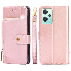 For OnePlus Nord CE 2 Lite 5G Zipper Bag PU + TPU Horizontal Flip Leather Case(Rose Gold) (OEM)