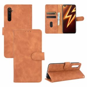 For OPPO Realme 6 Pro Solid Color Skin Feel Magnetic Buckle Horizontal Flip Calf Texture PU Leather Case with Holder & Card Slots & Wallet(Brown) (OEM)