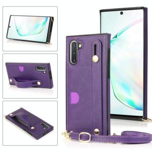 For Samsung Galaxy Note 10 Wrist Strap PU+TPU Shockproof Protective Case with Crossbody Lanyard & Holder & Card Slot(Purple) (OEM)