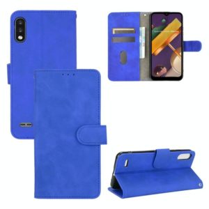 For LG K22 Solid Color Skin Feel Magnetic Buckle Horizontal Flip Calf Texture PU Leather Case with Holder & Card Slots & Wallet(Blue) (OEM)