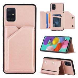 For Samsung Galaxy A51 Skin Feel PU + TPU + PC Back Cover Shockproof Case with Card Slots & Holder & Photo Frame(Rose Gold) (OEM)