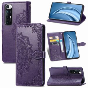 For Xiaomi Mi 10S Mandala Flower Embossed Horizontal Flip Leather Case with Bracket / Card Slot / Wallet / Lanyard(Purple) (OEM)