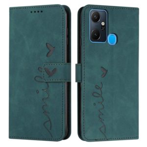 For Infinix Smart 6 Plus India Skin Feel Heart Pattern Leather Phone Case(Green) (OEM)