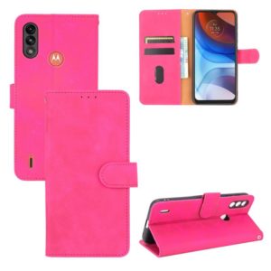 For Motorola Moto E7 Power Solid Color Skin Feel Magnetic Buckle Horizontal Flip Calf Texture PU Leather Case with Holder & Card Slots & Wallet(Rose Red) (OEM)