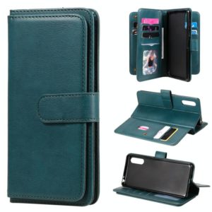 For Sony Xperia L4 Multifunctional Magnetic Copper Buckle Horizontal Flip Solid Color Leather Case with 10 Card Slots & Wallet & Holder & Photo Frame(Dark Green) (OEM)