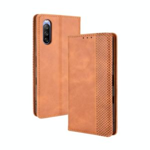 For Sony Xperia 10 III Magnetic Buckle Retro Pattern Horizontal Flip Leather Case with Holder & Card Slot & Wallet(Brown) (OEM)