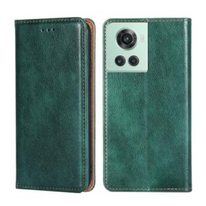 For OnePlus Ace / 10R Gloss Oil Solid Color Magnetic Leather Phone Case(Green) (OEM)