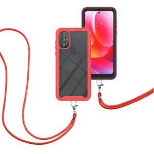 For Motorola Moto G Power 2022 Starry Sky Solid Color Series Shockproof PC + TPU Protective Phone Case with Neck Strap(Red) (OEM)