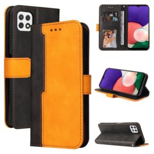 For Samsung Galaxy A22 5G Business Stitching-Color Horizontal Flip PU Leather Case with Holder & Card Slots & Photo Frame(Orange) (OEM)