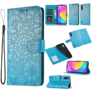 For Xiaomi Mi CC9 Skin Feel Embossed Sunflower Horizontal Flip Leather Case with Holder & Card Slots & Wallet & Lanyard(Blue) (OEM)
