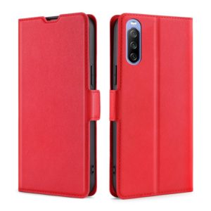 For Sony Xperia 10 III Ultra-thin Voltage Side Buckle PU + TPU Horizontal Flip Leather Case with Holder & Card Slot(Red) (OEM)