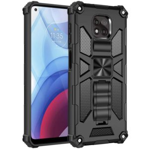 For Motorola Moto G Power (2021) Shockproof TPU + PC Magnetic Protective Case with Holder(Black) (OEM)